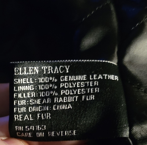 🎉HP🎉Ellen Tracy Leather and Rabbit Fur Coat - Picture 8 of 9